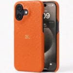 BHcase Leather Monogram Orange Kryt iPhone 16