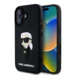 Karl Lagerfeld 3D Rubber Ikonik Black Kryt iPhone 16