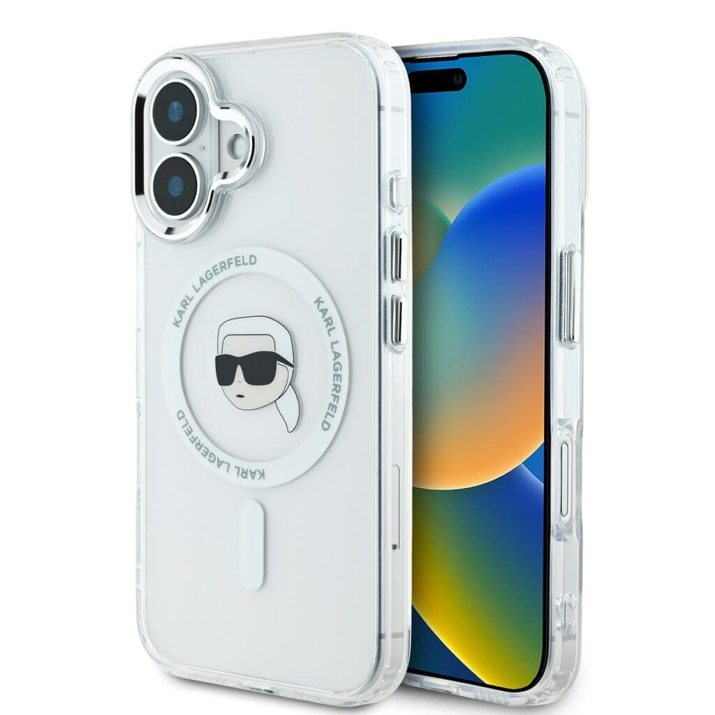 Karl Lagerfeld IML Karl Head Metal Frame MagSafe Transparent Kryt iPhone 16
