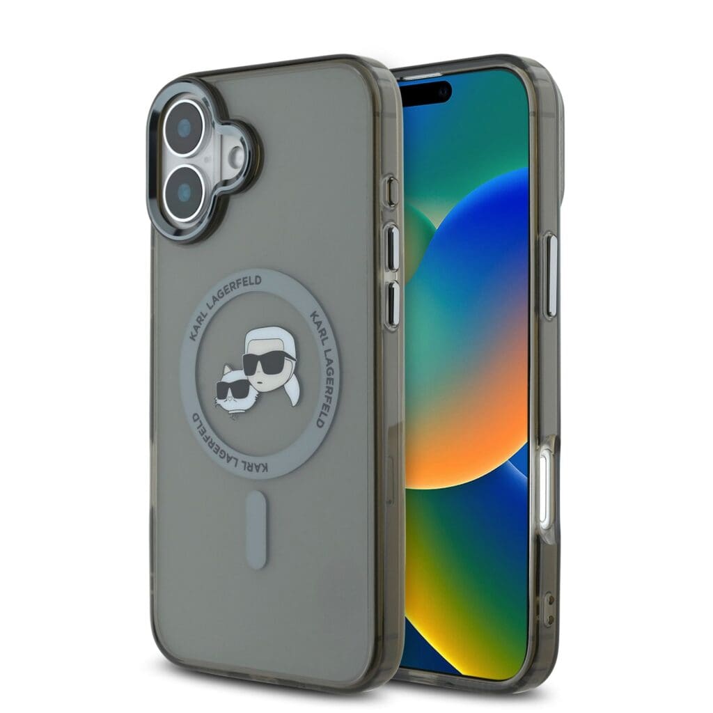 Karl Lagerfeld IML K&CH Heads Metal Frame MagSafe Black Kryt iPhone 16