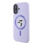 Karl Lagerfeld Liquid Silicone Karl and Choupette MagSafe Purple Kryt iPhone 16
