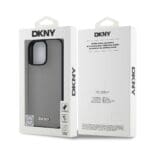 DKNY PU Leather Silver Metal Logo MagSafe Grey Kryt iPhone 16 Pro