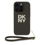 DKNY PU Leather Stack Logo Wrist Strap Green Kryt iPhone 16 Pro Max