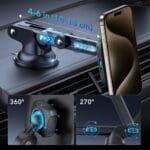 ESR Halolock Magnetic MagSafe Dashboard Car Mount Wireless Charger Qi2 15W Black