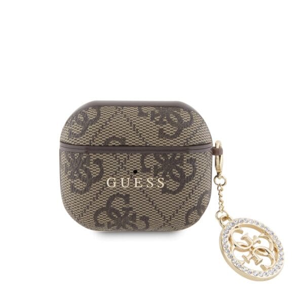 Guess 4G Script PC/PU Charm Brown Kryt AirPods 3