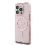 Guess IML Glitter Ring MagSafe Pink Kryt iPhone 16 Pro