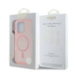 Guess IML Glitter Ring MagSafe Pink Kryt iPhone 16 Pro