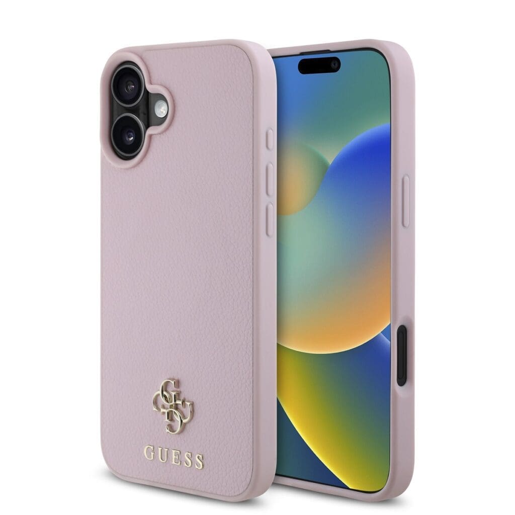Guess PU Grained 4G Small Metal Logo MagSafe Pink Kryt iPhone 16 Plus