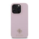 Guess PU Grained 4G Small Metal Logo MagSafe Pink Kryt iPhone 16 Pro Max