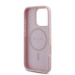 Guess PU Grained 4G Small Metal Logo MagSafe Pink Kryt iPhone 16 Pro Max