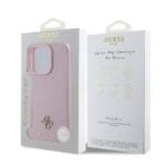 Guess PU Grained 4G Small Metal Logo MagSafe Pink Kryt iPhone 16 Pro Max