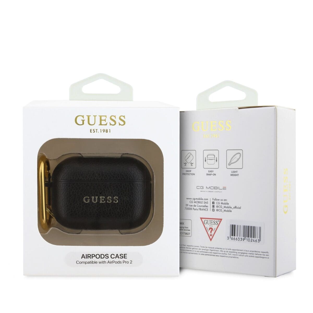 Guess PU Grained Classic Logo Black Kryt AirPods Pro 2