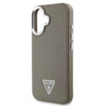 Guess PU Grained Triangle Logo Brown Kryt iPhone 16