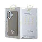 Guess PU Grained Triangle Logo Brown Kryt iPhone 16