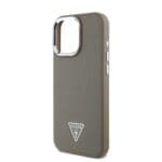 Guess PU Grained Triangle Logo Brown Kryt iPhone 16 Pro Max