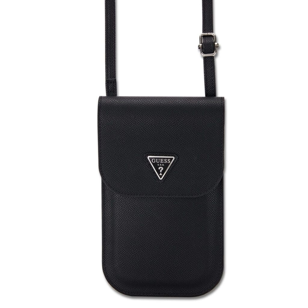 Guess PU Grained Triangle Logo Phone Bag Black