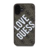 Guess PU Leather 4G Big Love Logo MagSafe Brown Kryt iPhone 16
