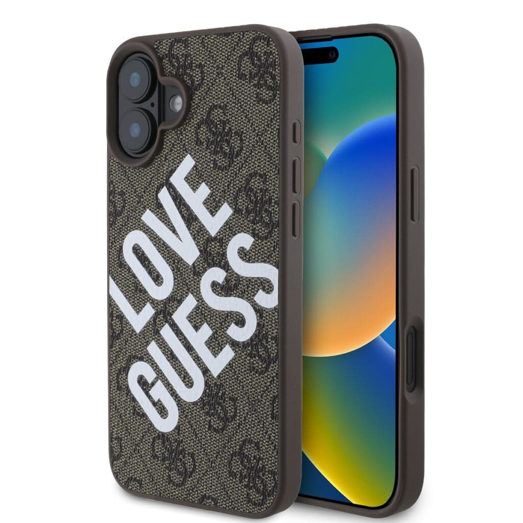 Guess PU Leather 4G Big Love Logo MagSafe Brown Kryt iPhone 16