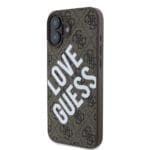 Guess PU Leather 4G Big Love Logo MagSafe Brown Kryt iPhone 16
