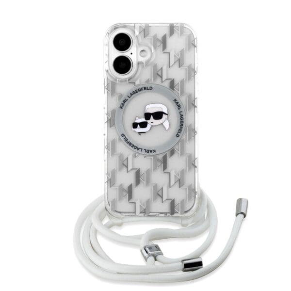 Karl Lagerfeld IML Monogram Crossbody K&CH Heads MagSafe Transparent Kryt iPhone 16