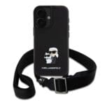 Karl Lagerfeld Saffiano Crossbody Metal Karl and Choupette Black Kryt iPhone 16