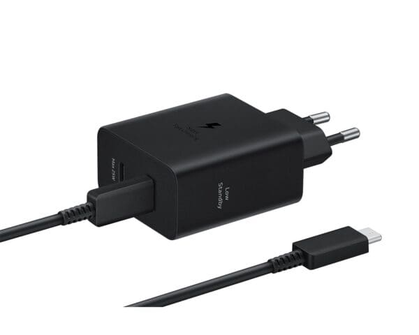 Samsung EP-T5020XBE Dual USB-C 50W Travel Charger + USB-C Data Cable Black