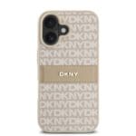 DKNY PU Leather Repeat Pattern Tonal Stripe Pink Kryt iPhone 16 Plus