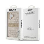 DKNY PU Leather Repeat Pattern Tonal Stripe Pink Kryt iPhone 16 Plus