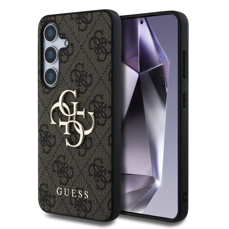 Guess PU 4G Metal Logo Brown Kryt Samsung Galaxy S25 Plus