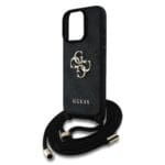Guess PU 4G Metal Logo Crossbody Black Kryt iPhone 16 Pro