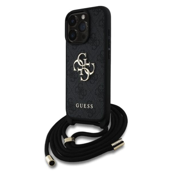 Guess PU 4G Metal Logo Crossbody Black Kryt iPhone 16 Pro