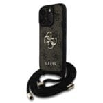 Guess PU 4G Metal Logo Crossbody Brown Kryt iPhone 16 Pro Max