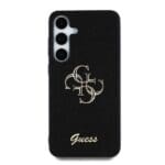 Guess PU Fixed Glitter 4G Metal Logo Black Kryt Samsung Galaxy S25