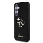 Guess PU Fixed Glitter 4G Metal Logo Black Kryt Samsung Galaxy S25 Plus