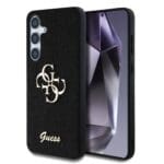 Guess PU Fixed Glitter 4G Metal Logo Black Kryt Samsung Galaxy S25 Plus