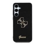 Guess PU Fixed Glitter 4G Metal Logo Black Kryt Samsung Galaxy S25 Plus