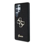 Guess PU Fixed Glitter 4G Metal Logo Black Kryt Samsung Galaxy S25 Ultra