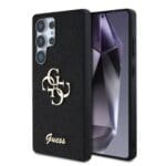 Guess PU Fixed Glitter 4G Metal Logo Black Kryt Samsung Galaxy S25 Ultra