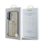 Guess PU Fixed Glitter 4G Metal Logo Gold Kryt Samsung Galaxy S25 Plus
