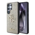 Guess PU Fixed Glitter 4G Metal Logo Gold Kryt Samsung Galaxy S25 Ultra