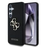 Guess PU Grained 4G Metal Logo Black Kryt Samsung Galaxy S25