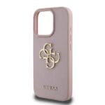 Guess PU Grained 4G Metal Logo Pink Kryt iPhone 16 Pro