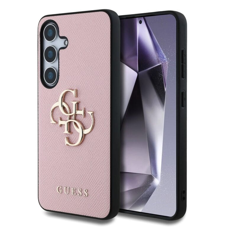 Guess PU Grained 4G Metal Logo Pink Kryt Samsung Galaxy S25 Plus