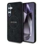 Guess PU Leather 4G Colored Ring MagSafe Black Kryt Samsung Galaxy S25 Plus