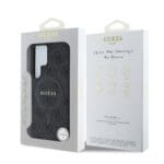 Guess PU Leather 4G Colored Ring MagSafe Black Kryt Samsung Galaxy S25 Ultra