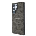 Guess PU Leather 4G Colored Ring MagSafe Brown Kryt Samsung Galaxy S25 Ultra