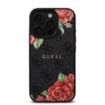 Guess PU Leather 4G Roses MagSafe Black Kryt iPhone 16 Pro