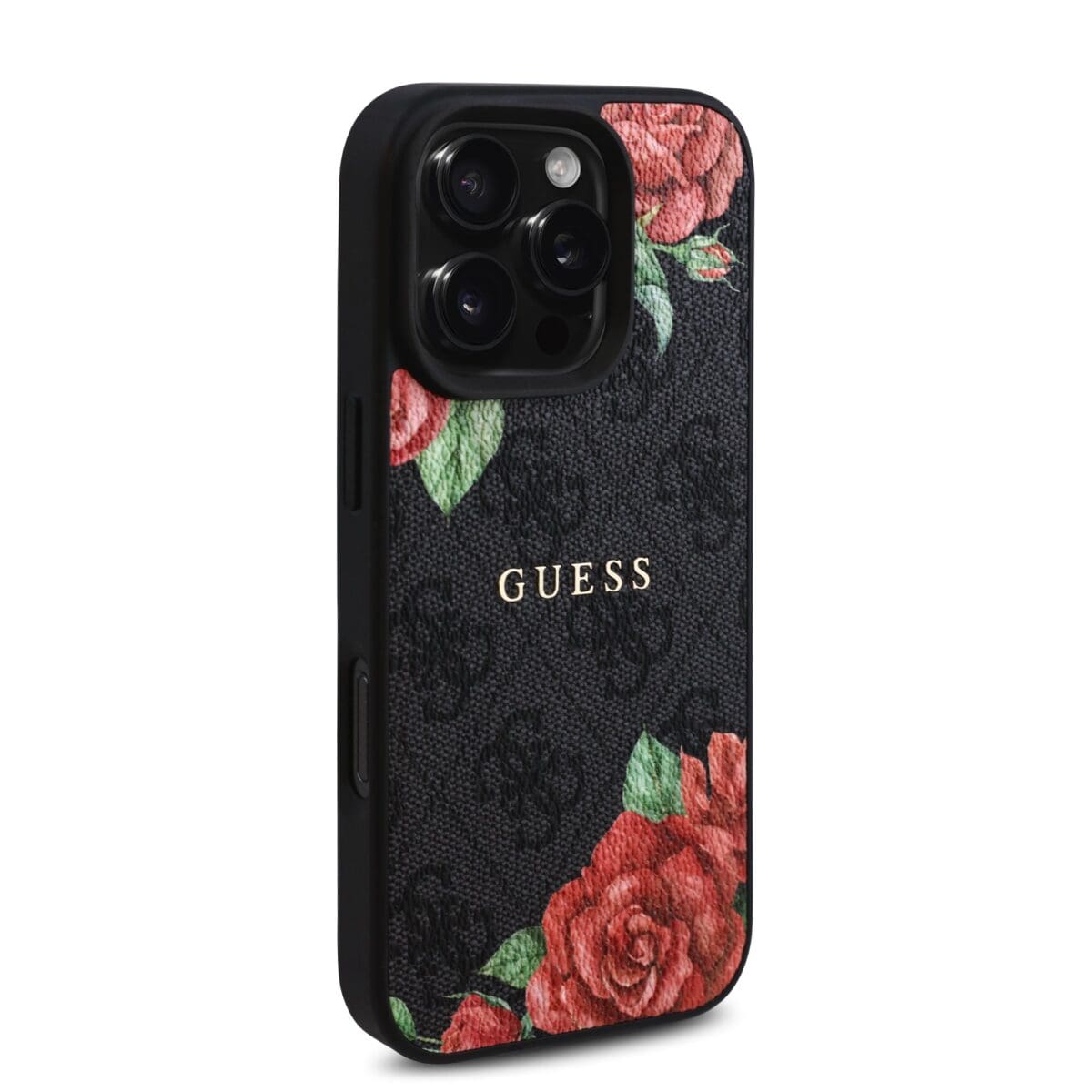 Guess PU Leather 4G Roses MagSafe Black Kryt iPhone 16 Pro