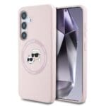Karl Lagerfeld Liquid Silicone K&CH Heads MagSafe Pink Kryt Samsung Galaxy S25 Plus