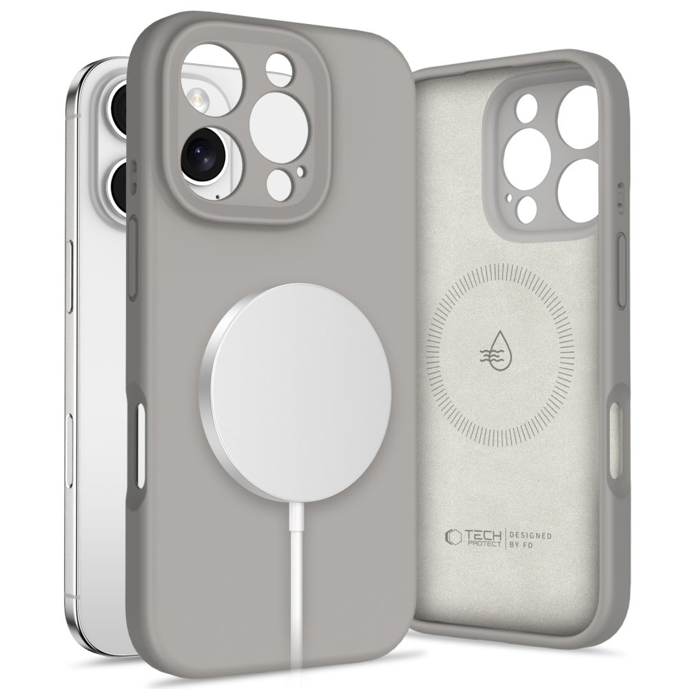 Tech-Protect Liquid Silicone MagSafe Stone Grey Kryt iPhone 16 Pro